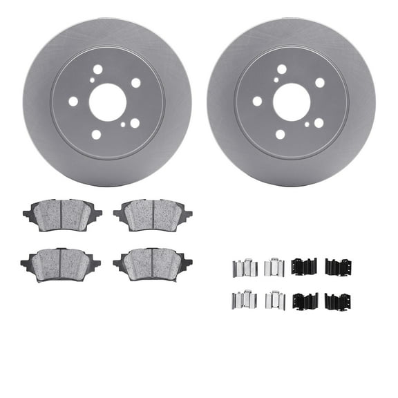 Dynamic Friction Company Rear Geospec Brake Rotors with 5000 Advanced Brake Pads includes Hardware 4512-76197