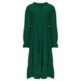 thumbnail image 5 of Efsteb Long Sleeve Dress for Women V Neck Solid Color Ruffled Layered Flowy Swing Midi Dresses Loose Fit Beach Vocation Outfit (Green,XL), 5 of 7