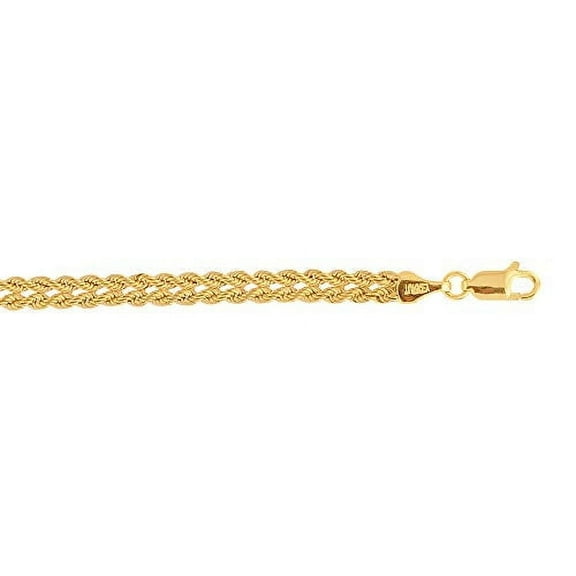 JewelStop 10K Yellow Gold Braided Rope Chain Womens Fancy Bracelet with Lobster Clasp
