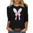 thumbnail image 2 of Fartey Happy Easter Shirts for Women Trendy Cute Bunny Graphic Tees Slim Fit 3/4 Sleeve Crew Neck Tunic Tops Plus Size Spring Summer Holiday T Shirts Black S-5XL, 2 of 6