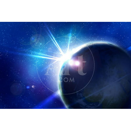 Space Image of Planet Earth and Satellite. Elements of this Image are Furnished by NASA Print Wall Art By Sergey