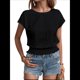 thumbnail image 3 of Blusa Informal Elegante con Mangas y Dobladillo Fruncido para Mujer, Color Negro, Talla S, 3 of 8