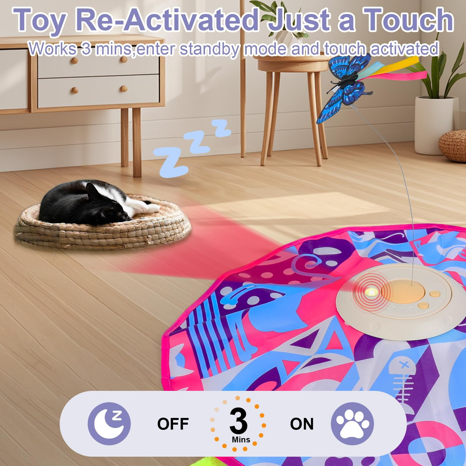 Rechargeable Cat Toys And Seek Game Interactive For Indoor Cats Moving Wand Touch Activated Enrichment Bored Adult Cats(pink)