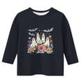 thumbnail image 4 of WAVSUF Kids Kids Girls Halloween Shirt, 3/4 Sleeve Cartoon Printed Crew Neck Festive Vacation Fall Top Gray 5, 4 of 6