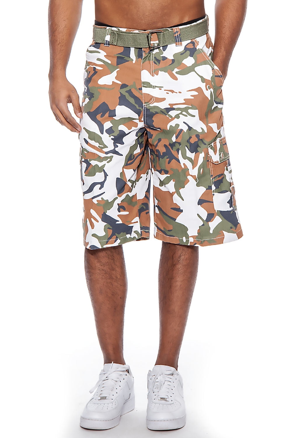 True Rock Men's Camouflage CAMO Belted Cargo Shorts