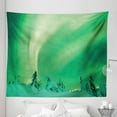 thumbnail image 1 of Aurora Borealis Tapestry, Poles Sky Display over Icy Snowy Pine Trees Wanderlust Iceland Panorama, Fabric Wall Hanging Decor for Bedroom Living Room Dorm, 5 Sizes, Fern Green, by Ambesonne, 1 of 1