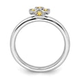 thumbnail image 2 of 925 Sterling Silver Stackable Expressions Rhodium Citrine Cross Ring Size: 8; for Adults and Teens; for Women and Men, 2 of 5