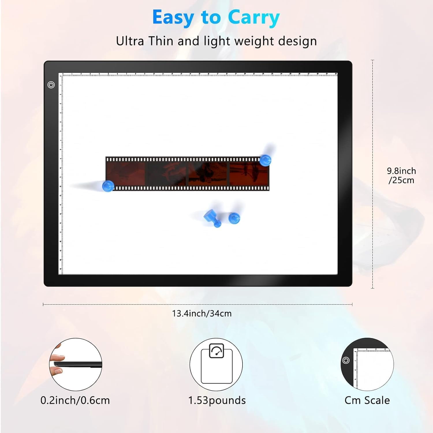Eyesen Slide Viewer Light Box, for Scanning Film Negatives and Slides, Artist Sketching, A4 Ultra-Thin Light Pad Scanner with 3 Adjustable Brightness, USB Powered