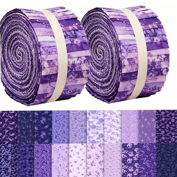 HEYMAPLE 40Pcs Jelly Roll Fabric Strips for Quilting and Sewing, 2.6" x 20" Precut Fabric for DIY Crafting  Handmade Accessories, Purple Paisley Blooms