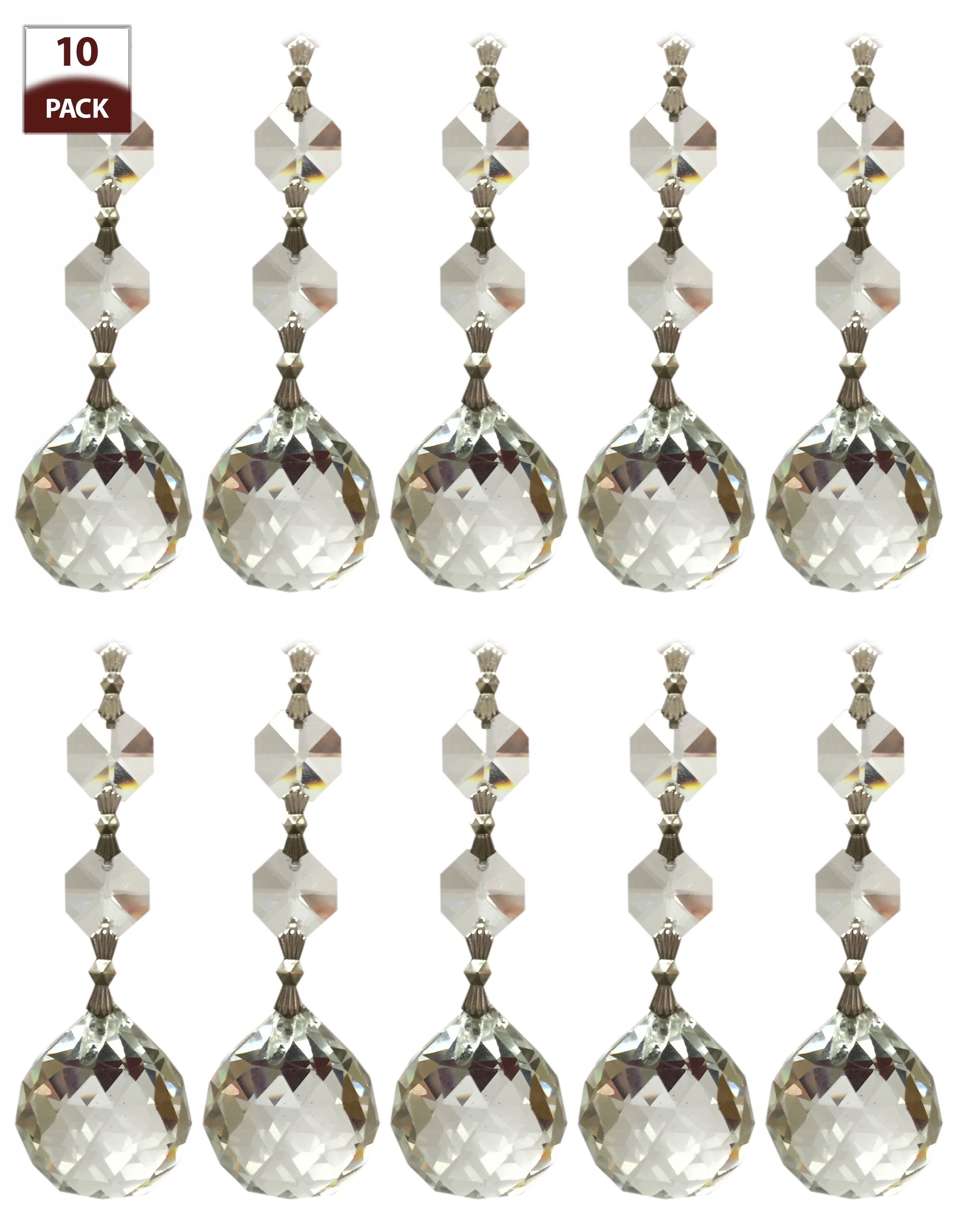 Royal Designs 10 Pack Chandelier Replacement Crystal Prisms, Faceted