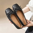 thumbnail image 4 of Gpaecead Women's Bow Ballet Flats Square Toe Cap Toe Knit Slip On Cushioned Comfortable Dressy Flats For Work And Casual Black, 4 of 6