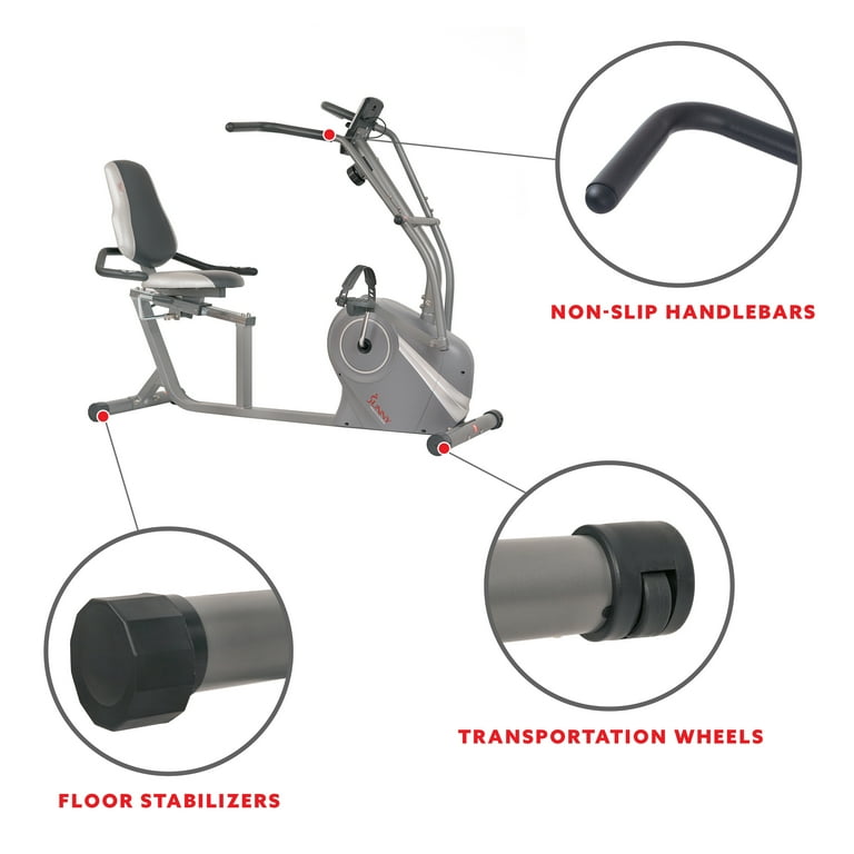 Sunny Health Fitness Indoor Cycling Magnetic Recumbent Bike Wide Seat Arm Exercisers SF RB4936 Walmart
