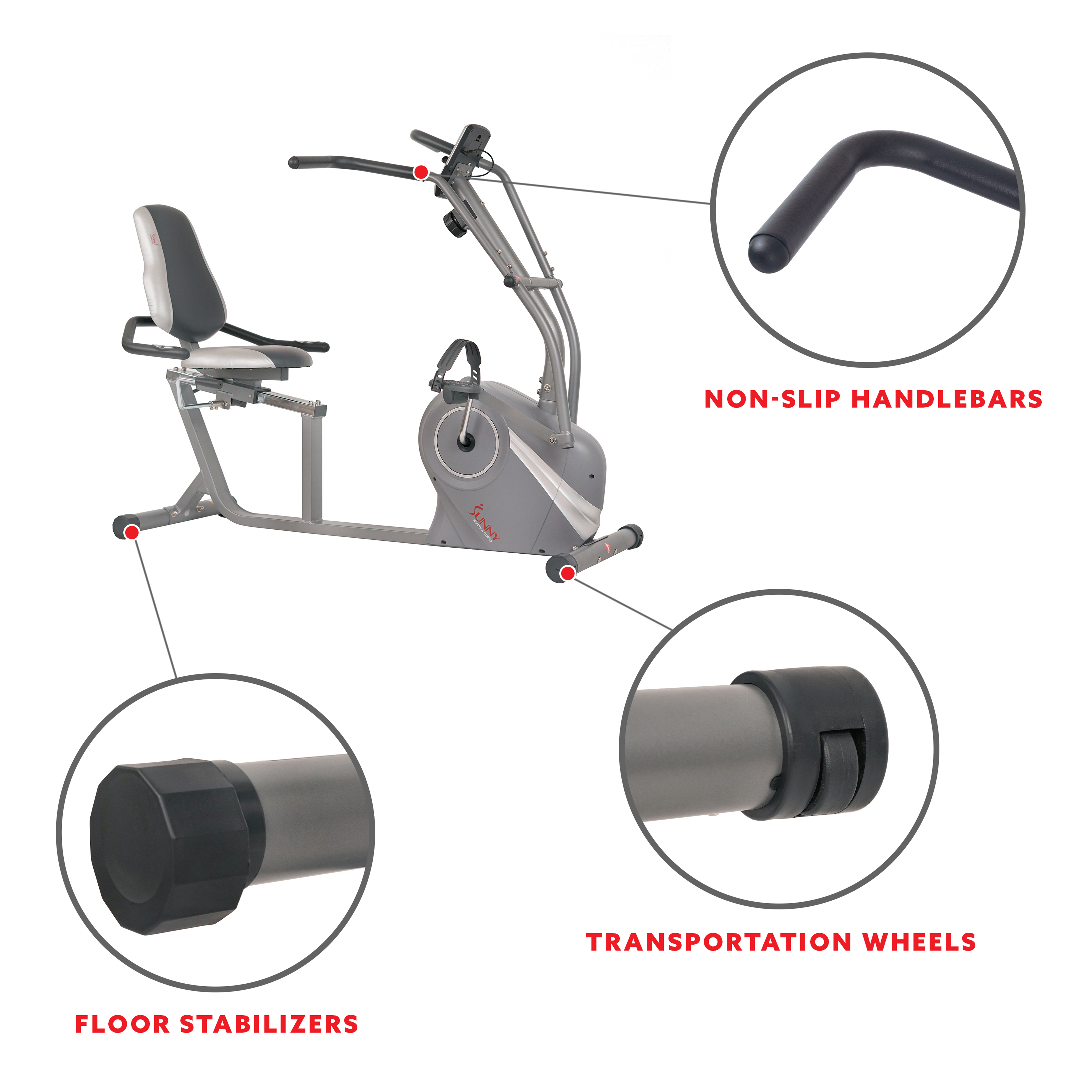 Sunny Health & Fitness Cross Trainer Magnetic Recumbent Bike with Arm Exercisers - SF-RB4936 - image 6 of 11