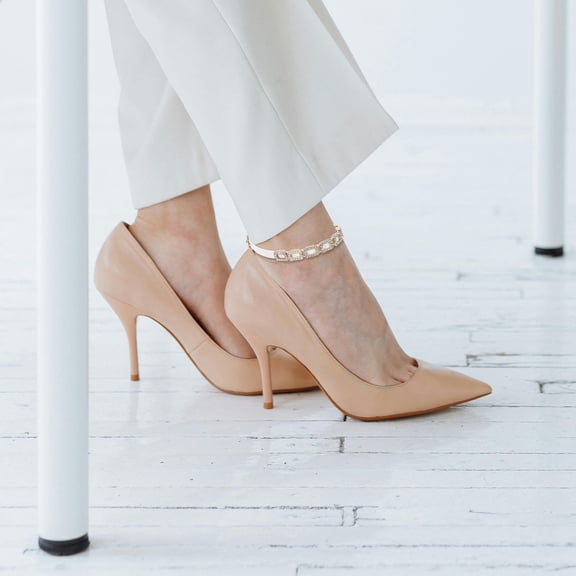 RENACLIPY 1 Pair White PU High Heel Shoe Straps with Adjustable Buckle for Secure and Comfortable Fit