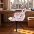 thumbnail image 3 of ZIATUBLES Pink Butterfly Flower Print Curved Back Dining Chair Slipcover Stretchable Swivel Bar Stool Cover with Backs Removable Accent Vanity Desk Chair Protector Home Living Room Decor, 3 of 7