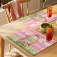 thumbnail image 4 of Pink Happy Easter Placemats Set of 8 Spring Easter Eggs Floral Wooden Place Mats Indoor Wipeable Table Mats Washable Cloth Dining Table Placemats for Kitchen Holiday Party Home Decor 13x19 Inch, 4 of 9