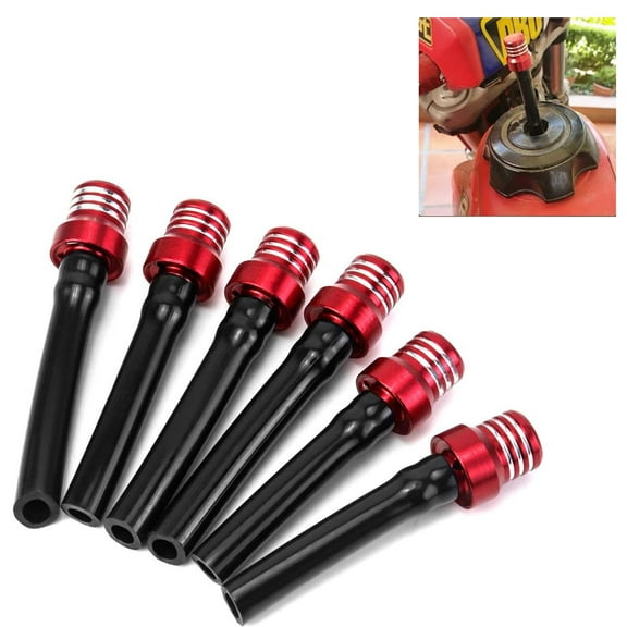 SaKaguro 6Pcs Breather Hose Tube, Gas Tank Cap Valve, CNC Universal Bicycle Motorcycle, Red