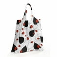 thumbnail image 2 of Ladybugs Fabric Shopping Tote, The Symbolism of Luck Insect on Leafs Cartoon Style of Drawing, Portable and Foldable Bag to Keep in Pocket Bag Purse & Car, White Black and Vermilion, by Ambesonne, 2 of 4