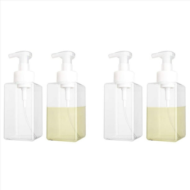 Paquete de 4 Dispensadores de Jabón En Espuma de 15 Onzas,Jabón Líquido Recargable Recargable,Contenedor de Botella de Bomba de Plástico Vacío de Jabón de Manos,Transparente 450 Ml