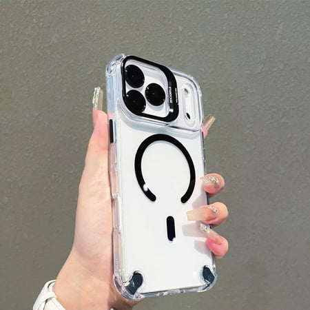 Case for iPhone 12 Pro Military Drop Clear Candy Built-in Lens Kickstand Slim Protective Shockproof with Wireless Charging Phone Case for iPhone 12 Pro 6.1 2020 (Black)