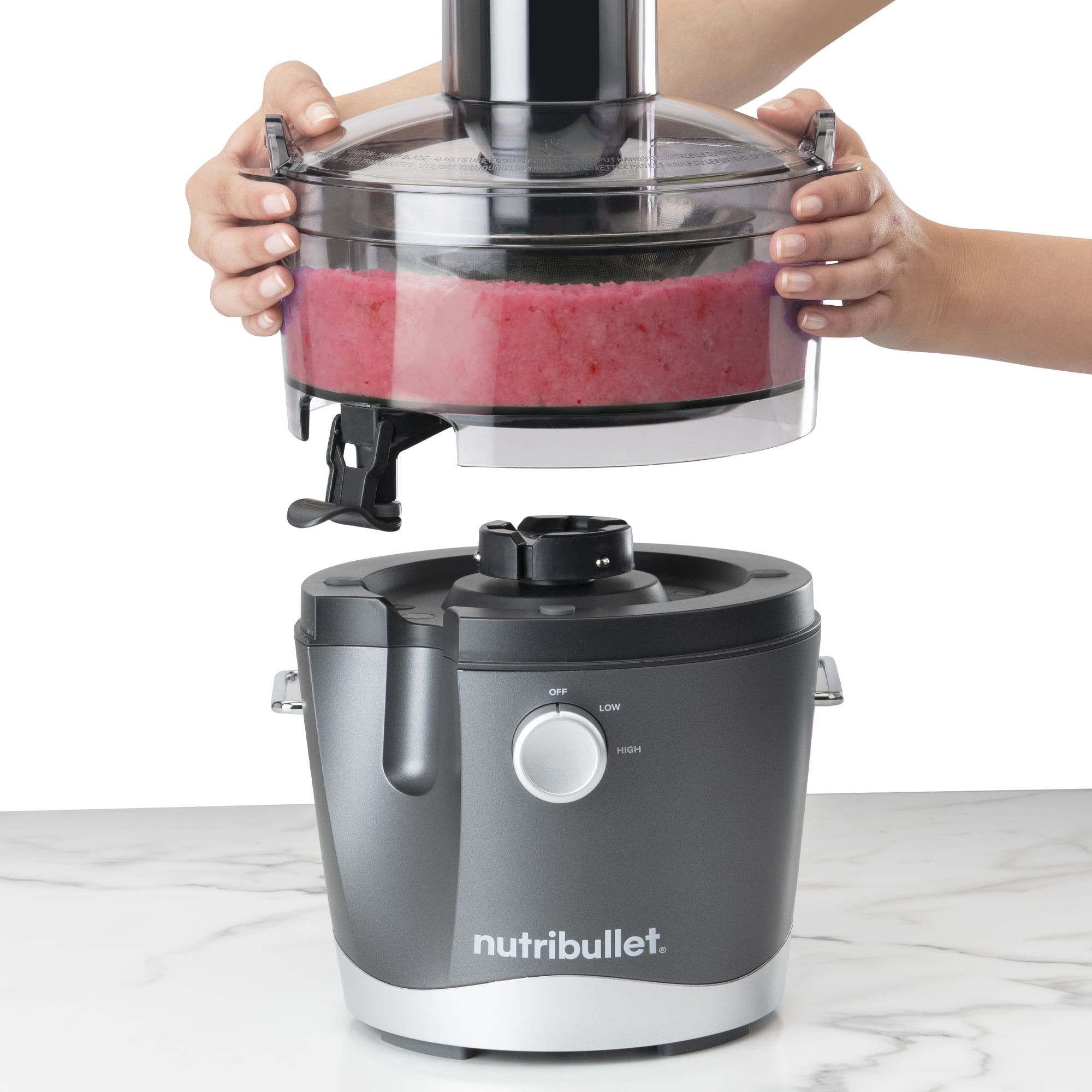 nutribullet Nutribullet Juicer Pro - Lockable Extractor with UL Safety  Listing - Silver - 1000-Watt Motor - Dishwasher-Safe - Includes Accessories  in the Juicers department at
