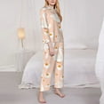 thumbnail image 3 of Honeii Geese and Flower print Women's Pajama Sets Long Sleeve Button Down Sleepwear Nightwear Soft Pjs Lounge Sets-Small, 3 of 7