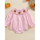 thumbnail image 4 of Pelele de bebé niña de manga larga con cuello redondo y bordado de calabaza. Conjunto para niña pequeña., 4 of 8