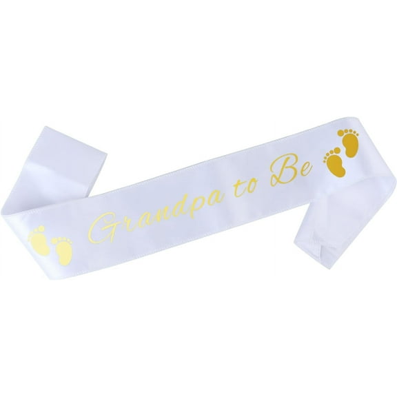 Brosash Grandpa to Be Sash - White with Gold Letters - Adorable Sashes for Expecting Grandpa