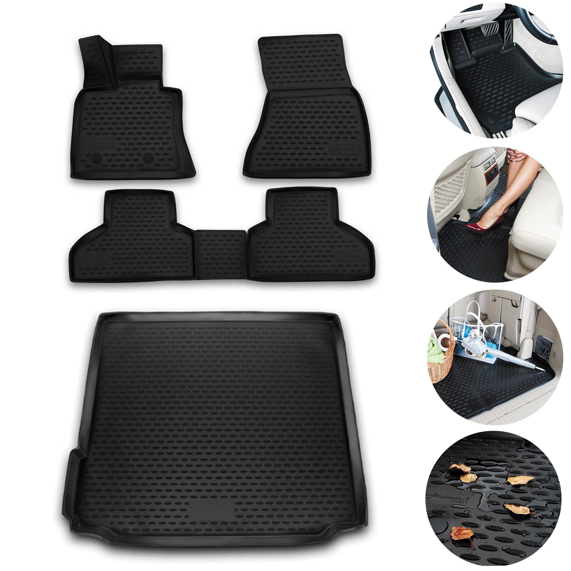 OMAC USA For BMW X5 Floor Mats & Cargo Trunk Liner 3D Molded Fit Black