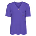 thumbnail image 4 of Puff Sleeve V-Neck Blouse - Women's Casual Summer Top (Pink/Hot Pink/Purple, S-XXL) | Yubnlvae | Womens Tops Casual Short Sleeve V Neck Shirts Puff Sleeve Tshirts (Blue | S), 4 of 8