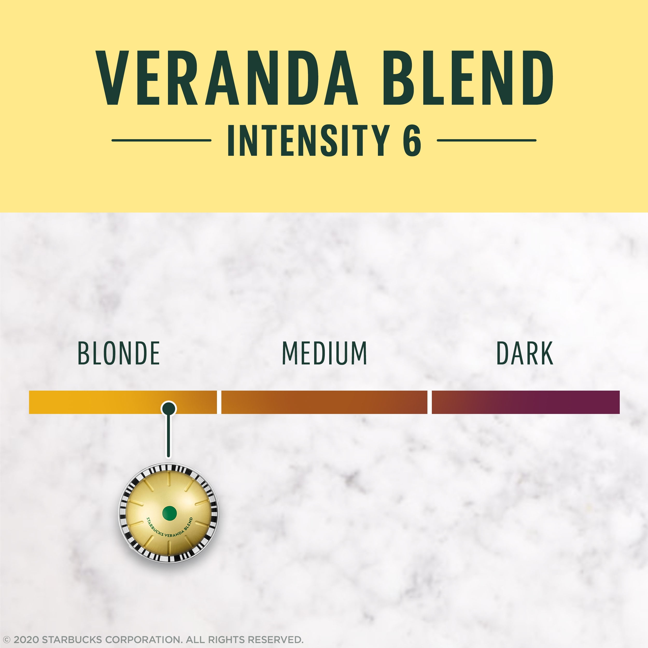 Starbucks Veranda Blend Light Roast for Nespresso Vertuo Capsules, 8 Count Box