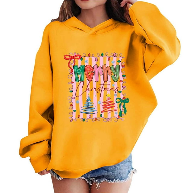 Sudaderas con capucha para niños y niñas, sudaderas navideñas con capucha para niños medianos y grandes, camisetas de manga larga, sudaderas para niños