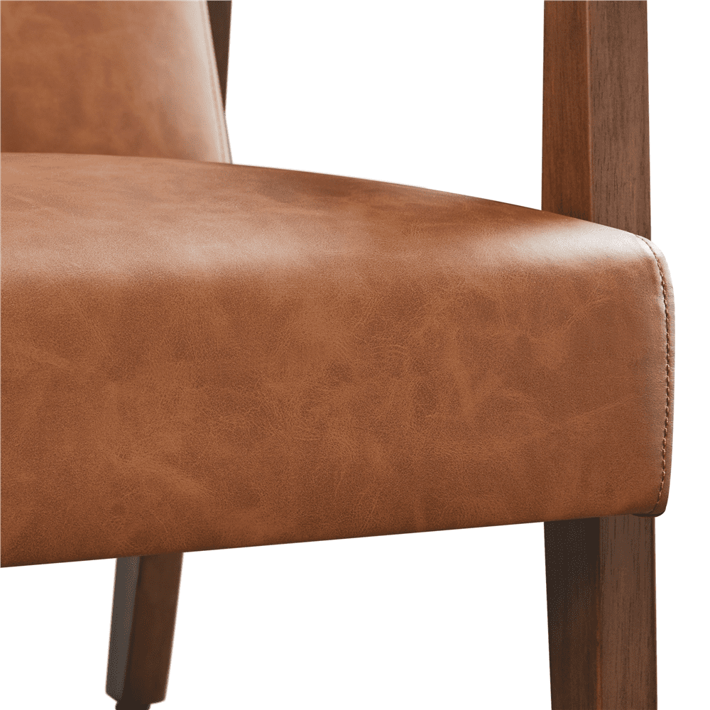 Renwick Mid-Century Modern Faux Leather Accent Chair, Set of 2, Brown