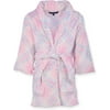 Isotoner Girls Plush Robe - Toddler Little Big Girl Pink Plaid Comfortable