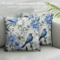 thumbnail image 3 of COMIO  Pillow Covers Colorful Watercolor Blue Hydrangea Hibiscus Iris Leaf and Bird Spring Flowers Pattern ,Standard Square Cushion Throw Cover for Couch Bedroom Living, 3 of 5