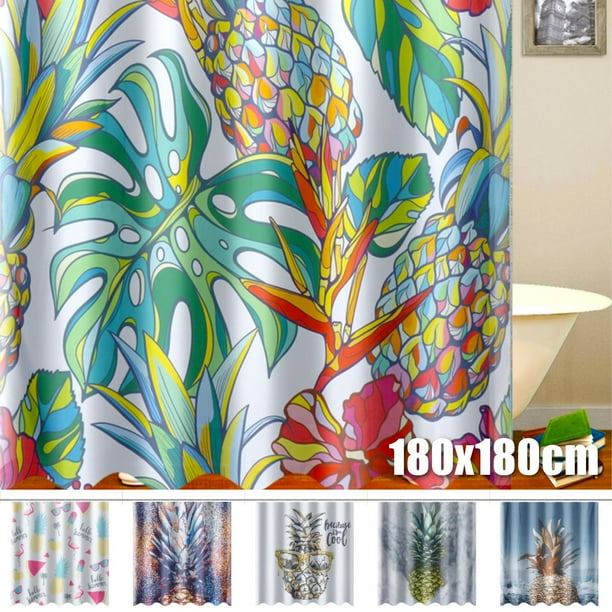 Asewon 71x71'' Ananas Polyester Rideau de Douche Imperméable Salle de Bain Décor à la Maison