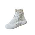 thumbnail image 3 of Booties for Women Low Heel Thick-Sole Round Toe Lace Up Casual Winter Short Boots Womens Warm Shoes Beige 7, 3 of 9