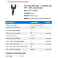 thumbnail image 2 of Front Outer Axle Shaft - Compatible with 1997 - 2006 Jeep Wrangler 1998 1999 2000 2001 2002 2003 2004 2005, 2 of 2