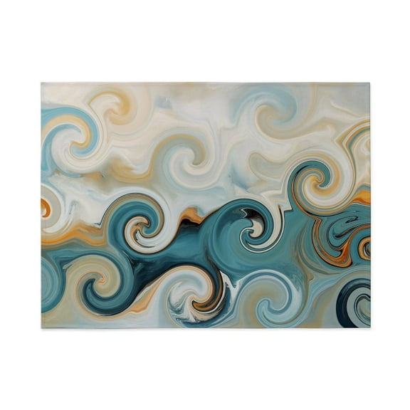 CafePress - Green Orange Swirls Abstract 74 - Large Plush Fleece Throw Blanket, 80" L x 60" W