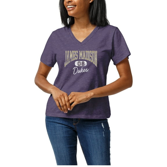 Women's League Collegiate Wear Heather Purple James Madison Dukes Intramural Boyfriend V-Neck T-Shirt