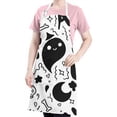 thumbnail image 5 of Black and White Halloween Doodle Apron-Garden Aprons for Women with Pockets-Cotton Linen Waterproof Kitchen Cooking Gardening Aprons Adjustable for Kitchen,Cooking,BBQ and Salon 32"x27", 5 of 7