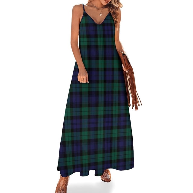 Ropa de tartán de Blackwatch | Moderno | Lindo vestido sin mangas a cuadros azules y verdes vestido morado
