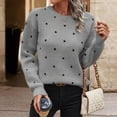 thumbnail image 4 of Women's Polka Dots Sweaters Long Sleeve Round Neck Knitted Pullover Tops, 4 of 8