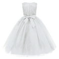 thumbnail image 3 of IBTOM CASTLE Flowers Girls Tulle Lace Dress for Kids Wedding Bridesmaid Pageant Birthday Party Communion Formal Princess Prom Maxi Gown 6-7 Years White, 3 of 8