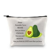 LEVLO Funny Avocado Cosmetic Make up Bag Avocado Lover Inspired Gift Avocado You Are Braver Stronger Smarter Than You Think Makeup Zipper Pouch Bag For Women Girls