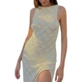 thumbnail image 4 of Women Sexy Knitted Maxi Dress Crochet See Through Bodycon Maxi Dress Swimsuit Cover up Dress Beach Swimwear, 4 of 10
