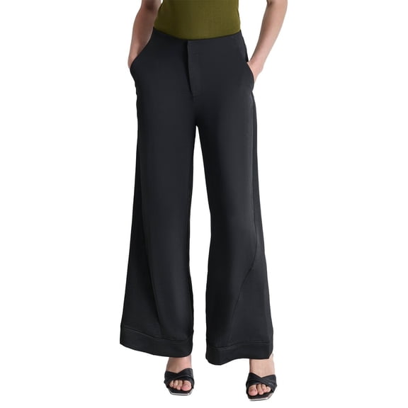 DKNY womens  Wide Leg Pant, 2, Black
