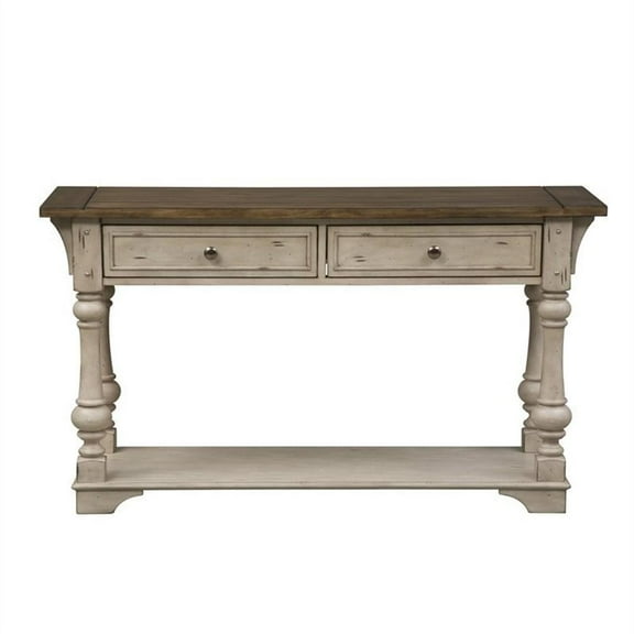Pemberly Row Traditional Wood Sofa Table in White
