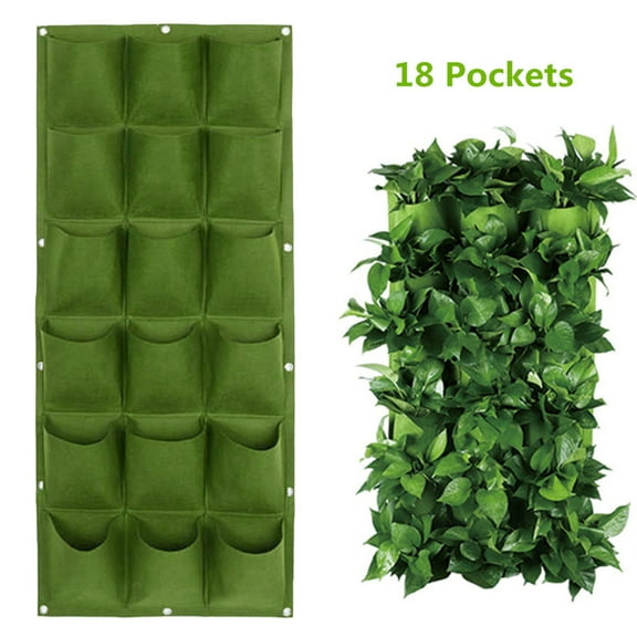 Vertical Wall Planter, 18 Pocket Modular Hanging Garden Bag for Herbs Strawberries Flowers, Space-Saving Indoor Outdoor Living Wall System, 39.37x19.68in