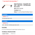 thumbnail image 2 of Brake Pad Sensor - Compatible with 2007 - 2009, 2011 - 2018 Mercedes-Benz SL550 2008 2012 2013 2014 2015 2016 2017, 2 of 2